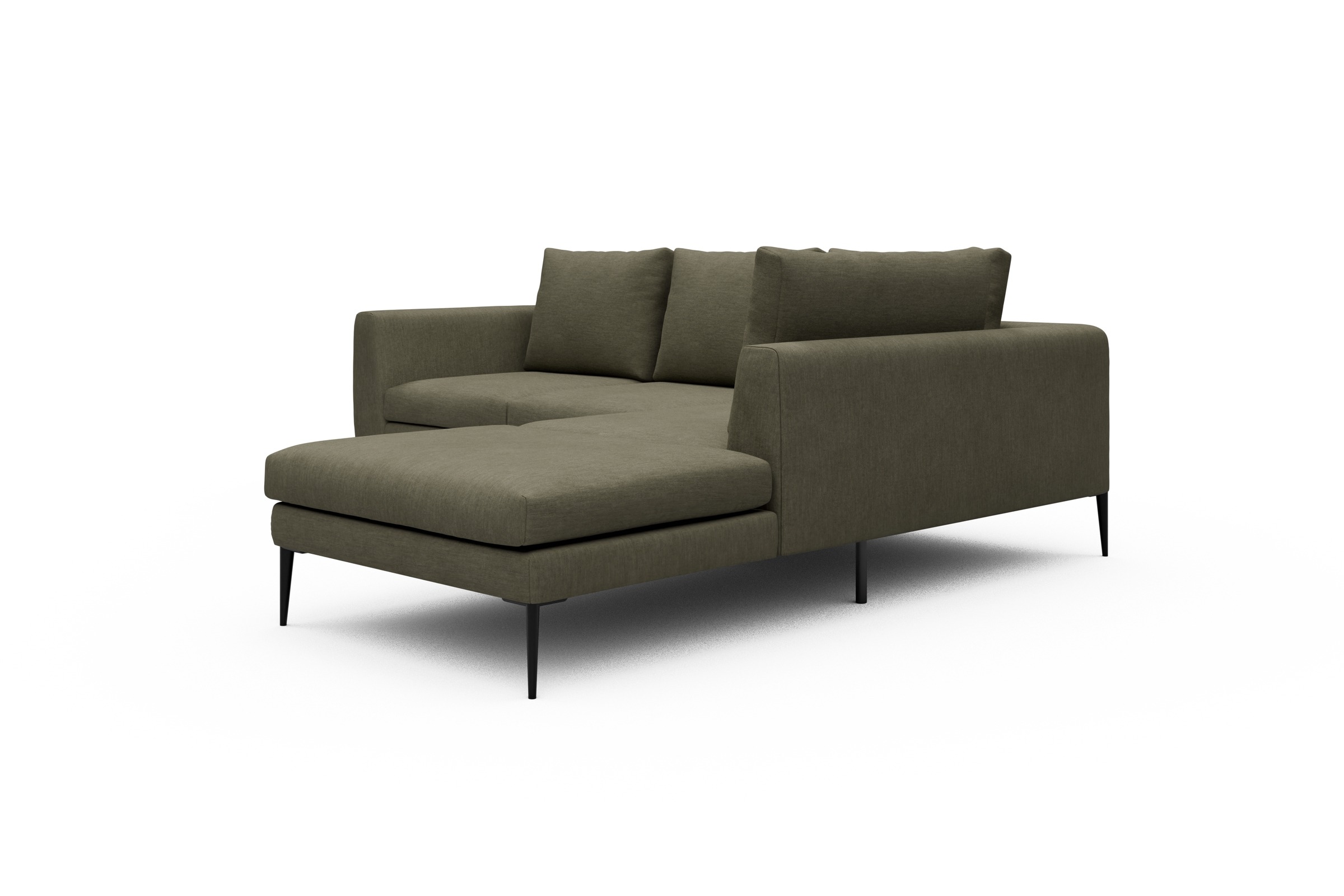Ecksofa Paul Relax-Ecke rechts mit 2-Sitzer Vivus-Dusty-Olive