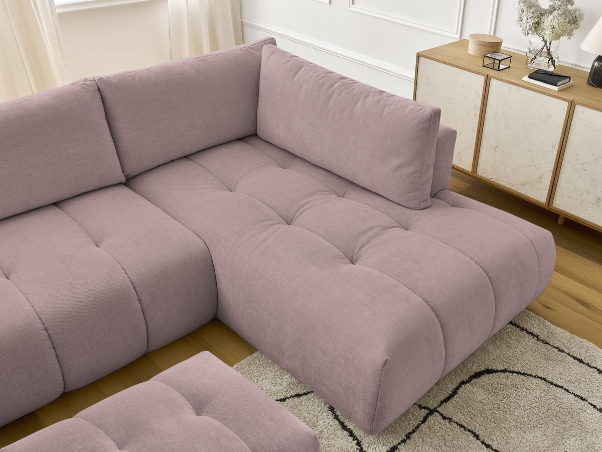 Bobochic Fuji Wohnlandschaft mit Pouf Stoff Rosa Ecke links