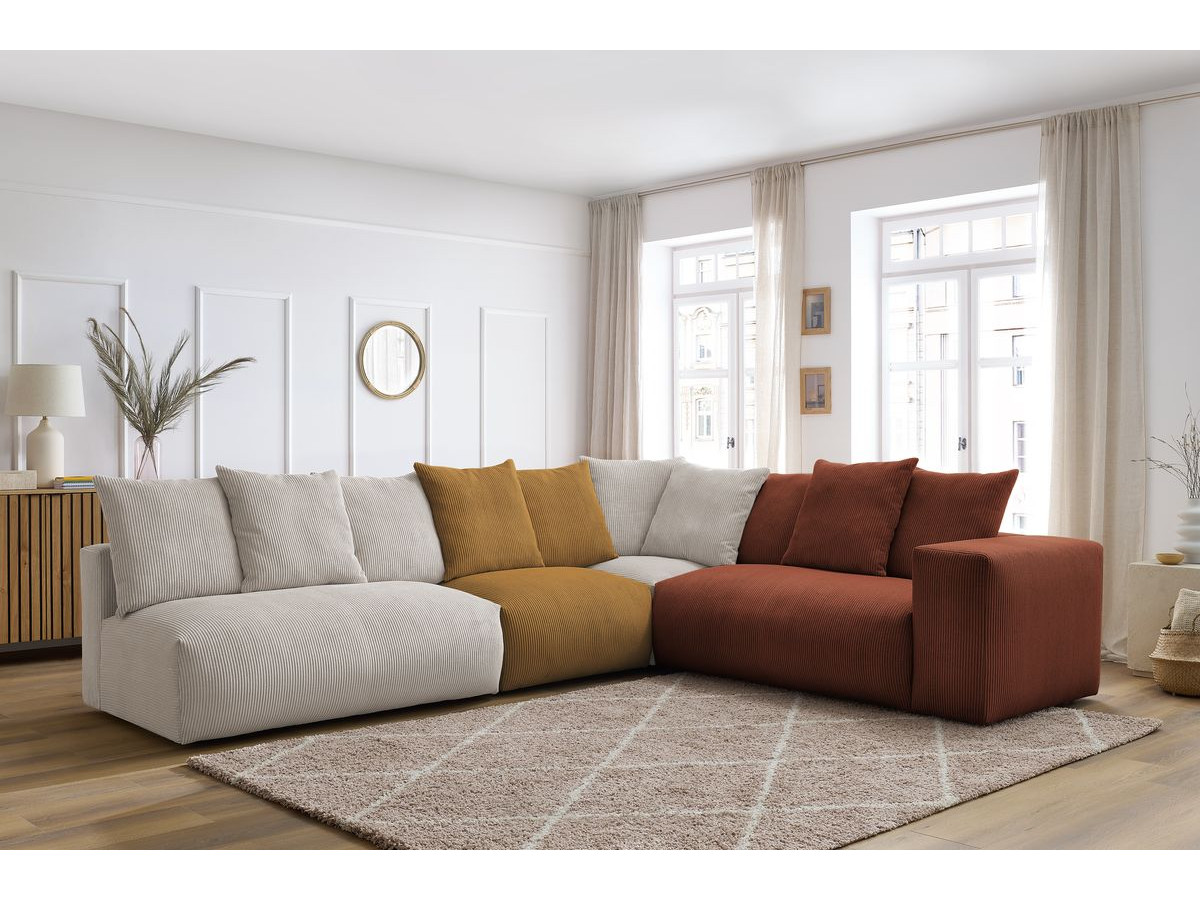 Bobochic Voltaire Ecksofa 322 × 268 cm Cordsamt Mehrfarbig Ecke rechts