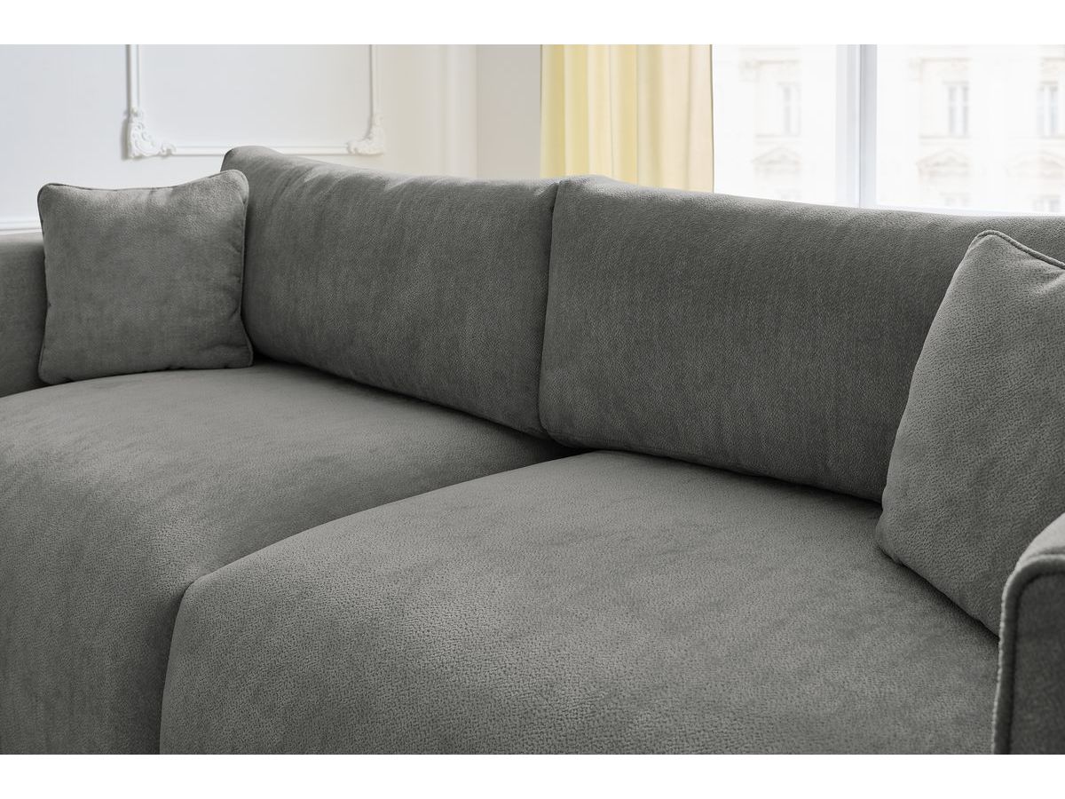Bobochic Ezechiel Schlafsofa 3-Sitzer mit Bettkasten Stoff Dunkelgrau