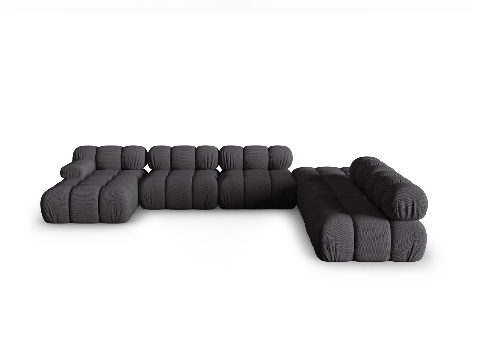 Micadoni Modulares Panorama Ecksofa Bellis 7-Sitzer Rechts 3D-Stoff Sonic Espresso