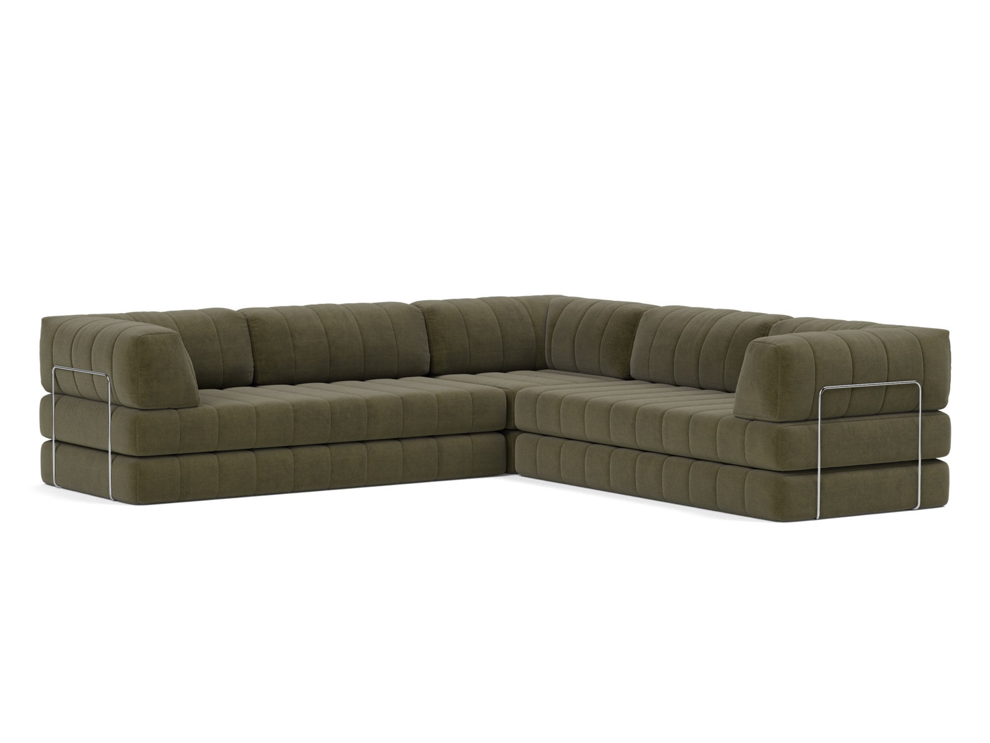 Eck-Schlafsofa CozyPad mit Armlehnen Kord Cordufine 316-Pine-Green
