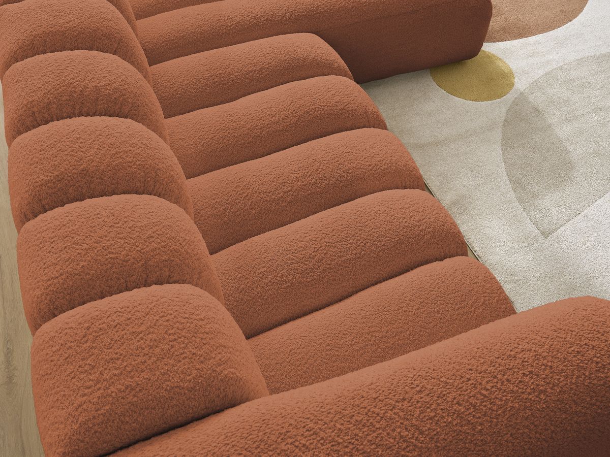 Bobochic Talia Ecksofa Bouclé-Stoff Orange Ecke rechts