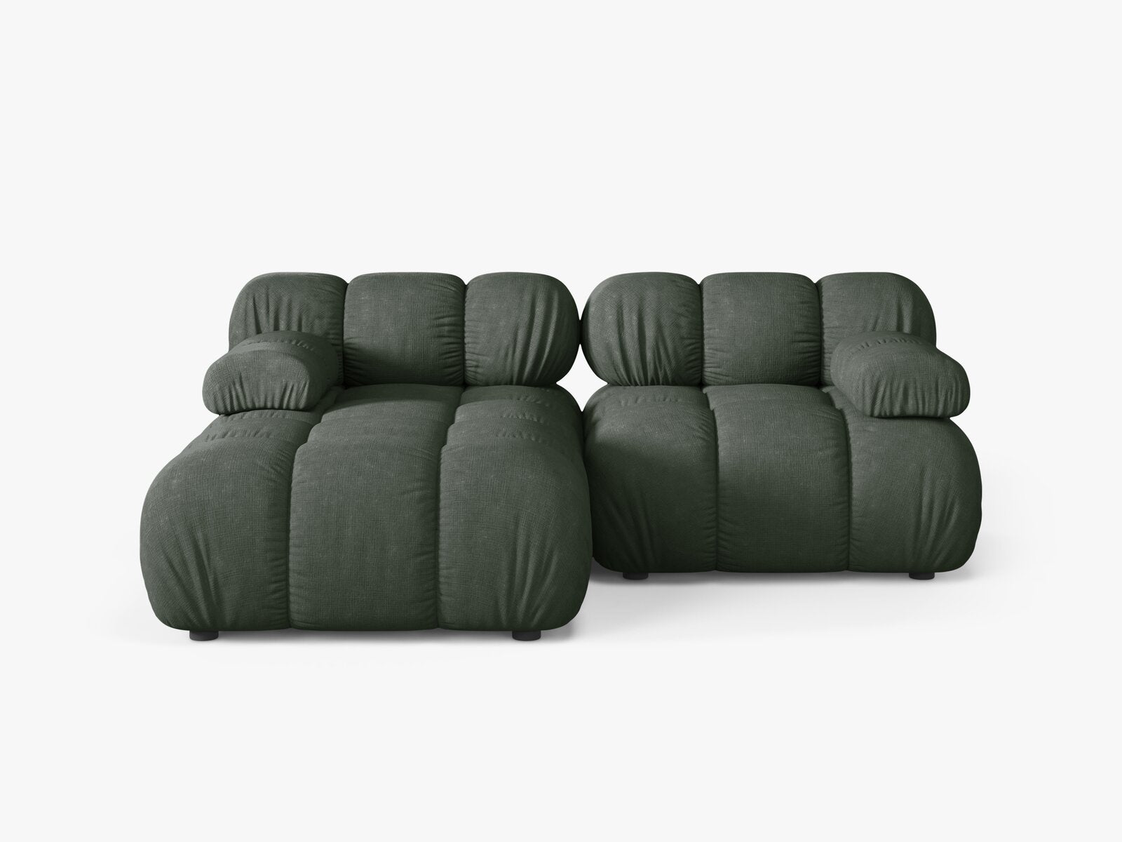 Micadoni Modulares Ecksofa Bellis 3-Sitzer Links Strukturierter Stoff Liberty Moßgrün