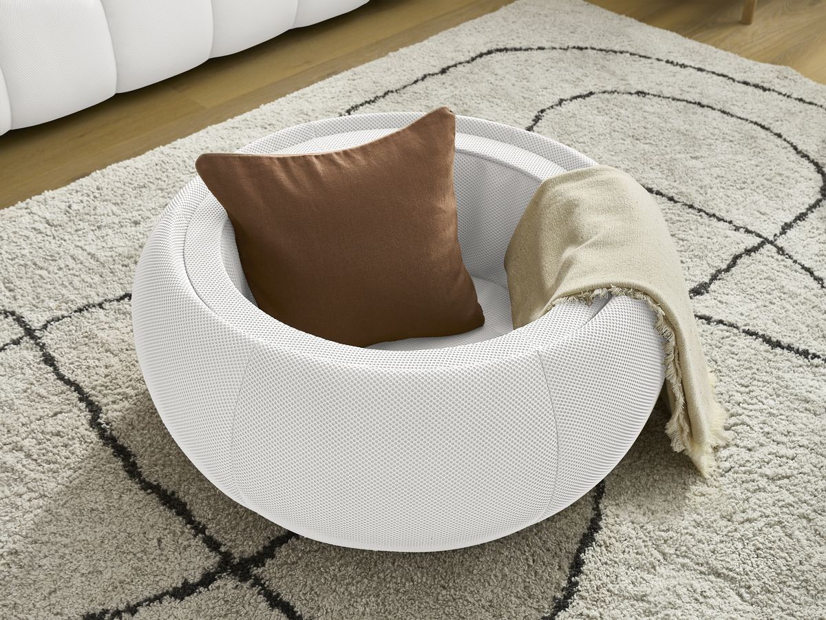 Bobochic Hayden Sofa 3-Sitzer mit Pouf 256 × 107 cm Mesh-Stoff Weiß