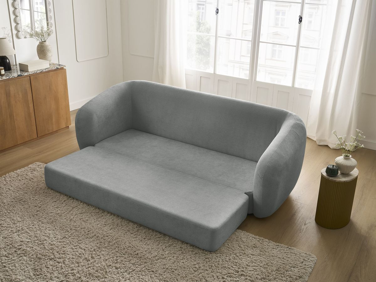Bobochic Neyo Schlafsofa 3-Sitzer Stoff Dunkelgrau