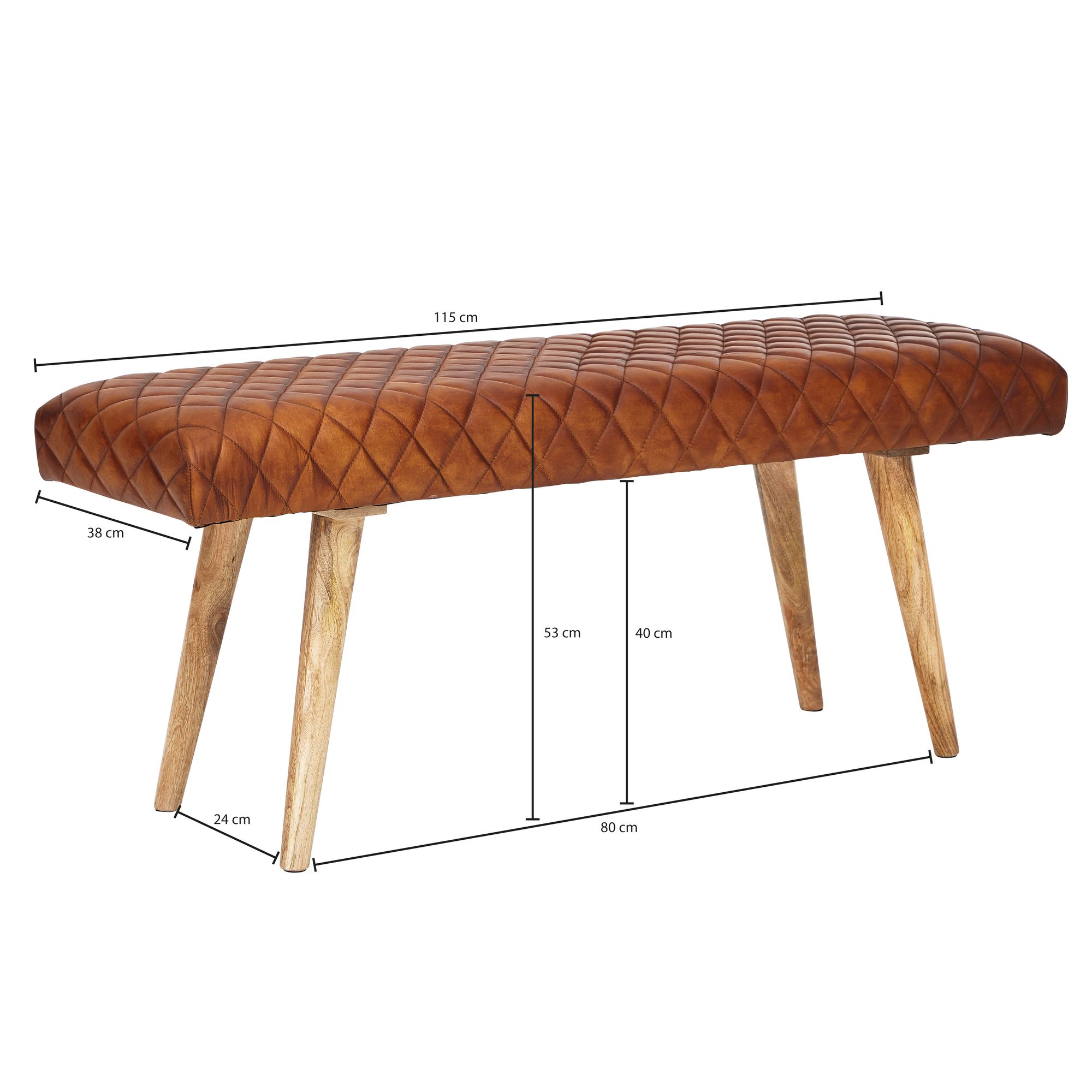 Sitzbank Toftlund Echtleder Braun 115 × 38 × 53 cm