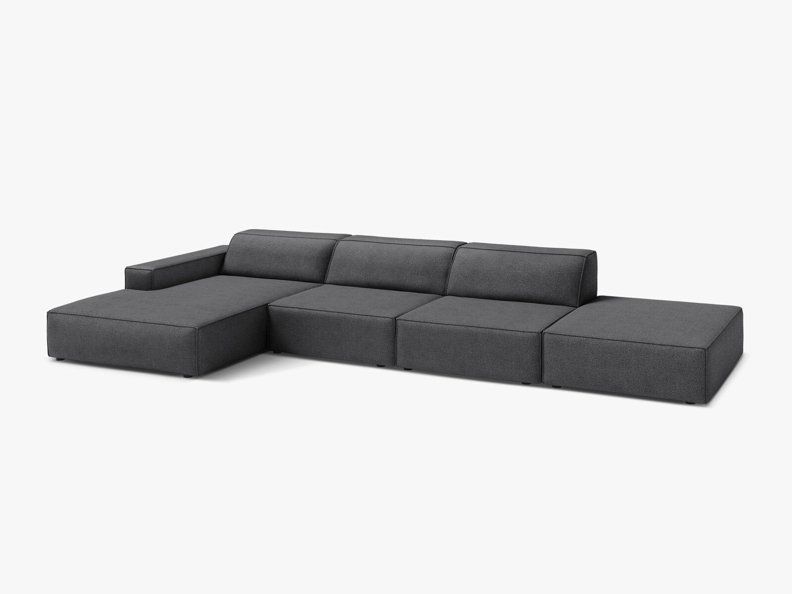 Micadoni Ecksofa Jodie 5-Sitzer Links Boucle Baloo Dunkelgrau