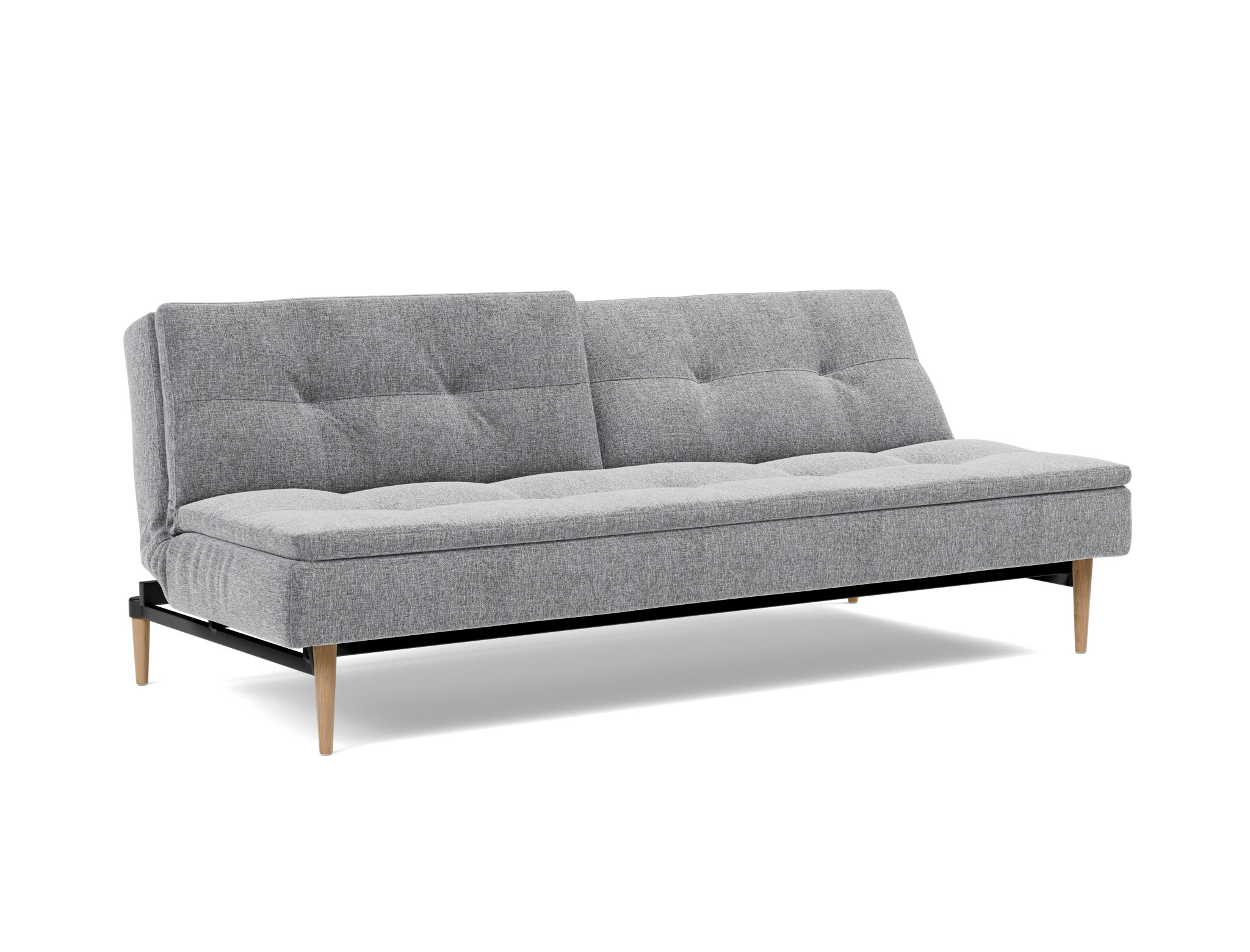 Schlafsofa Dublexo Strukturierter Stoff Twist 565-Granite Beine Styletto Eiche hell