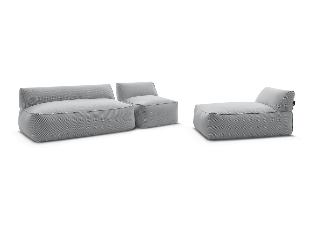 Bobochic Riviera Gartensofa 4-Sitzer Melange-Stoff Hellgrau