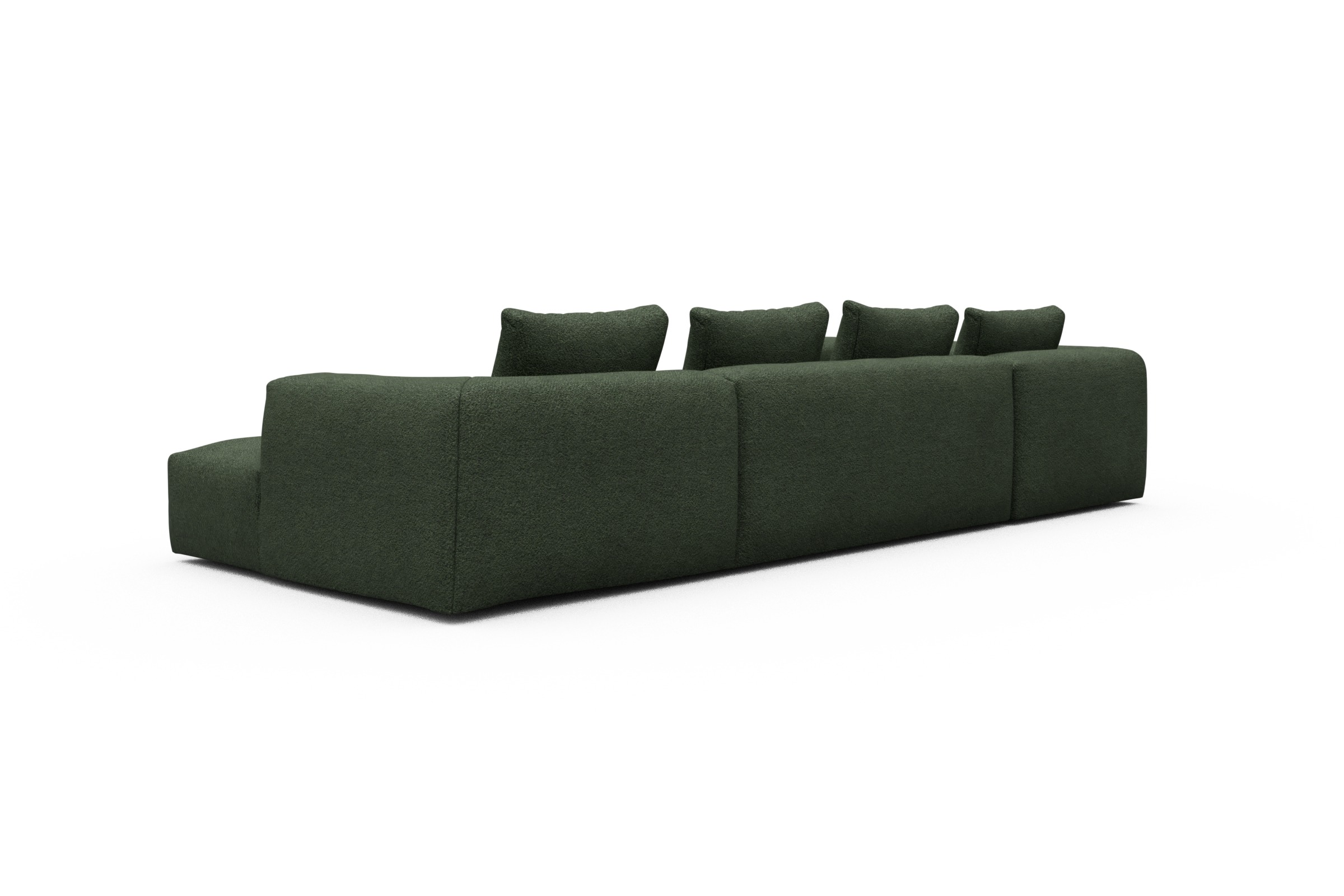 Wohnlandschaft Fred Chaiselongue rechts mit 2-Sitzer und lange Armlehne links Vanora-Deep-Green