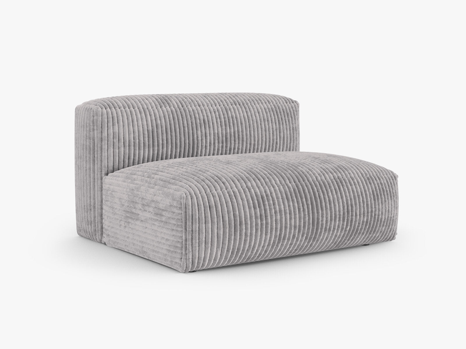 Micadoni Eckmodul mit Armlehne Martina 1-Sitzer Groß 90cm Sitztiefe Rechts Kord Tilia Hellgrau
