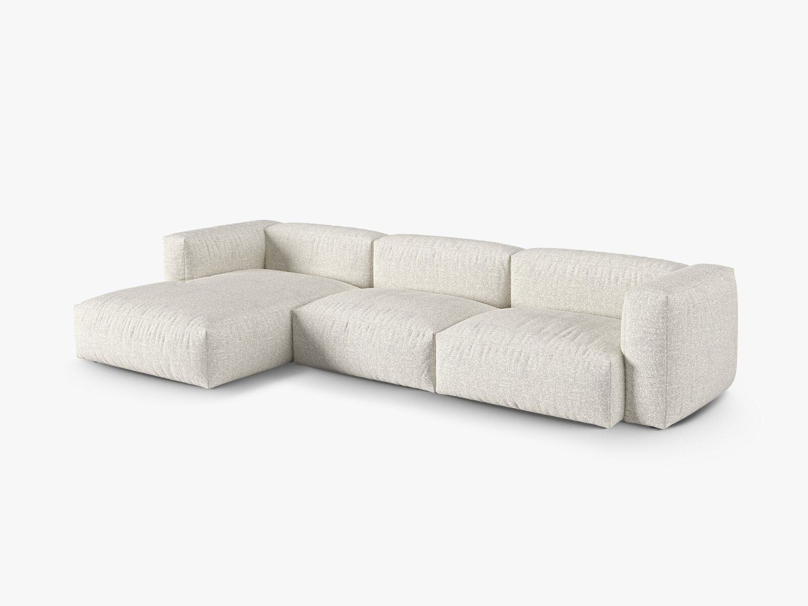 Micadoni Ecksofa Martina 3-Sitzer 90cm Sitztiefe Links Boucle Monet Grau Beige Melange