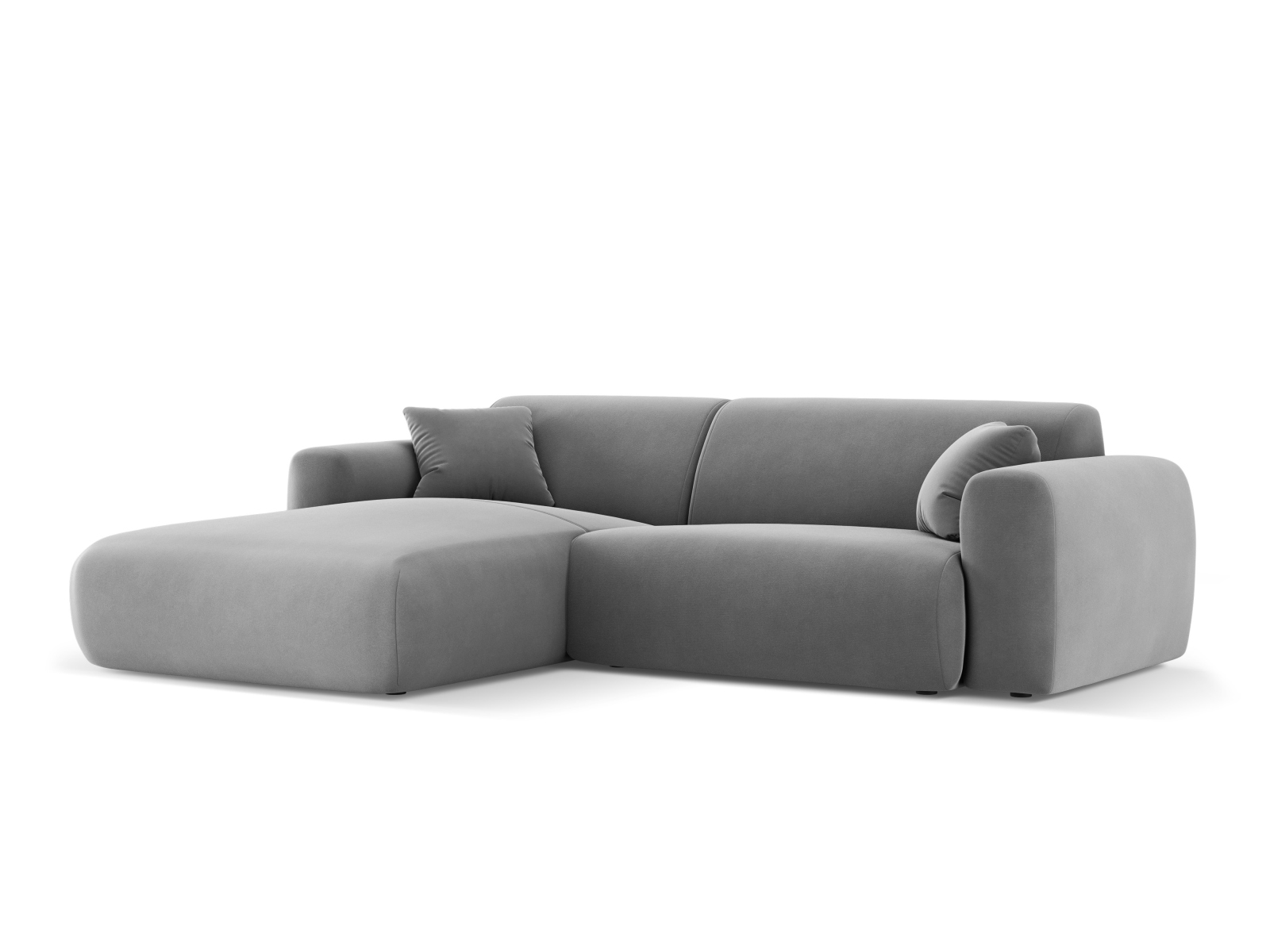 Cosmopolitan Design Ecksofa Nolio 4-Sitzer kleine Version Samt Casino Hellgrau Links