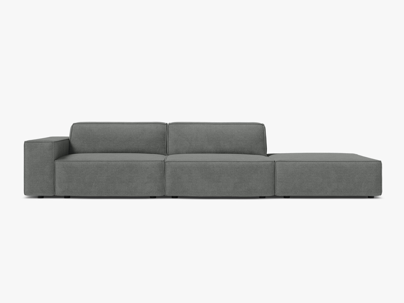 Micadoni Sofa Jodie 3-Sitzer Rechts Strukturierter Stoff Liberty Grau