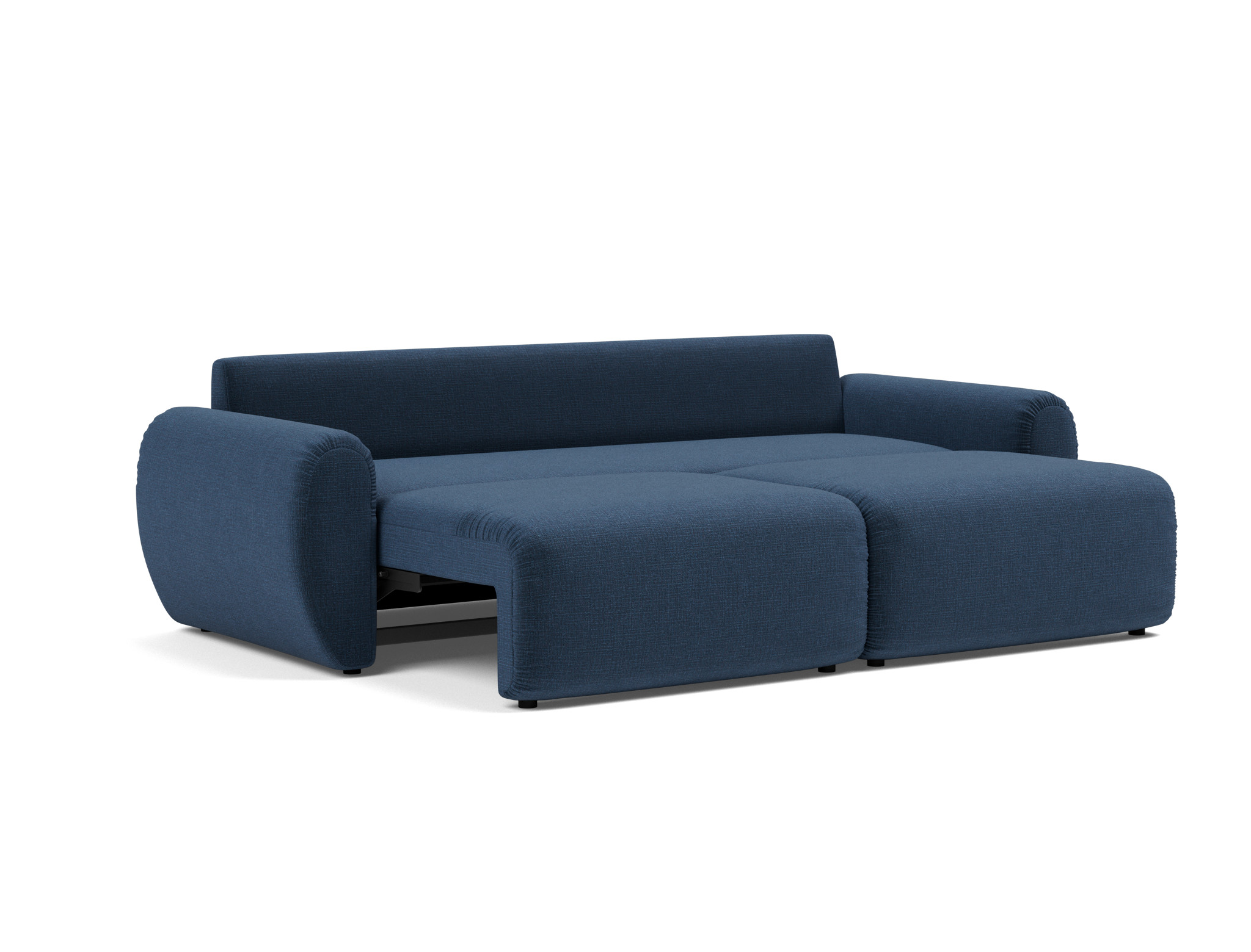Schlafsofa Norum mit Curve-Armlehnen Chenille Esina 414-Indigo-Blue