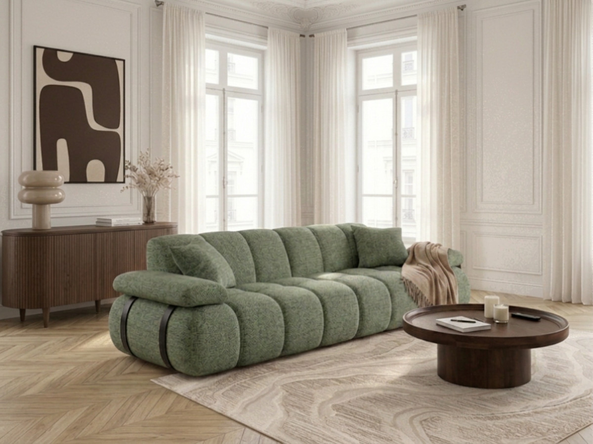 Bobochic Rivoli Sofa 4-Sitzer Melange-Stoff Grün