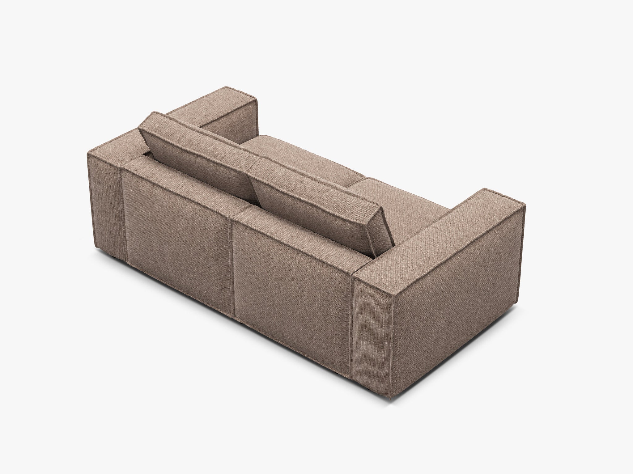 Micadoni modulares Sofa Pola 2-Sitzer Strukturierter Stoff Babel Hellbraun