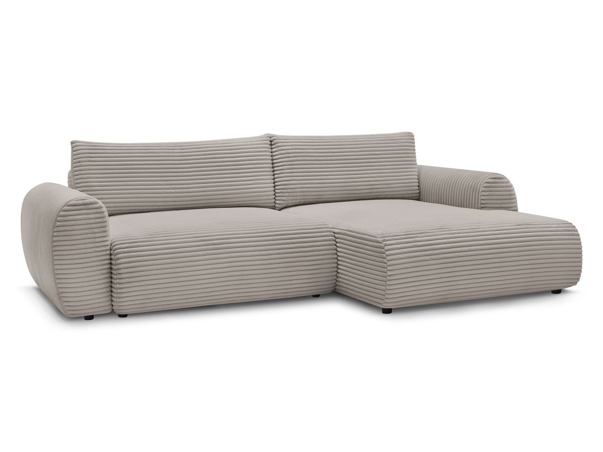 Bobochic Lucien Ecksofa mit Schlaffunktion und Bettkasten 314 × 167 cm Breitcord weich Taupe Ecke rechts
