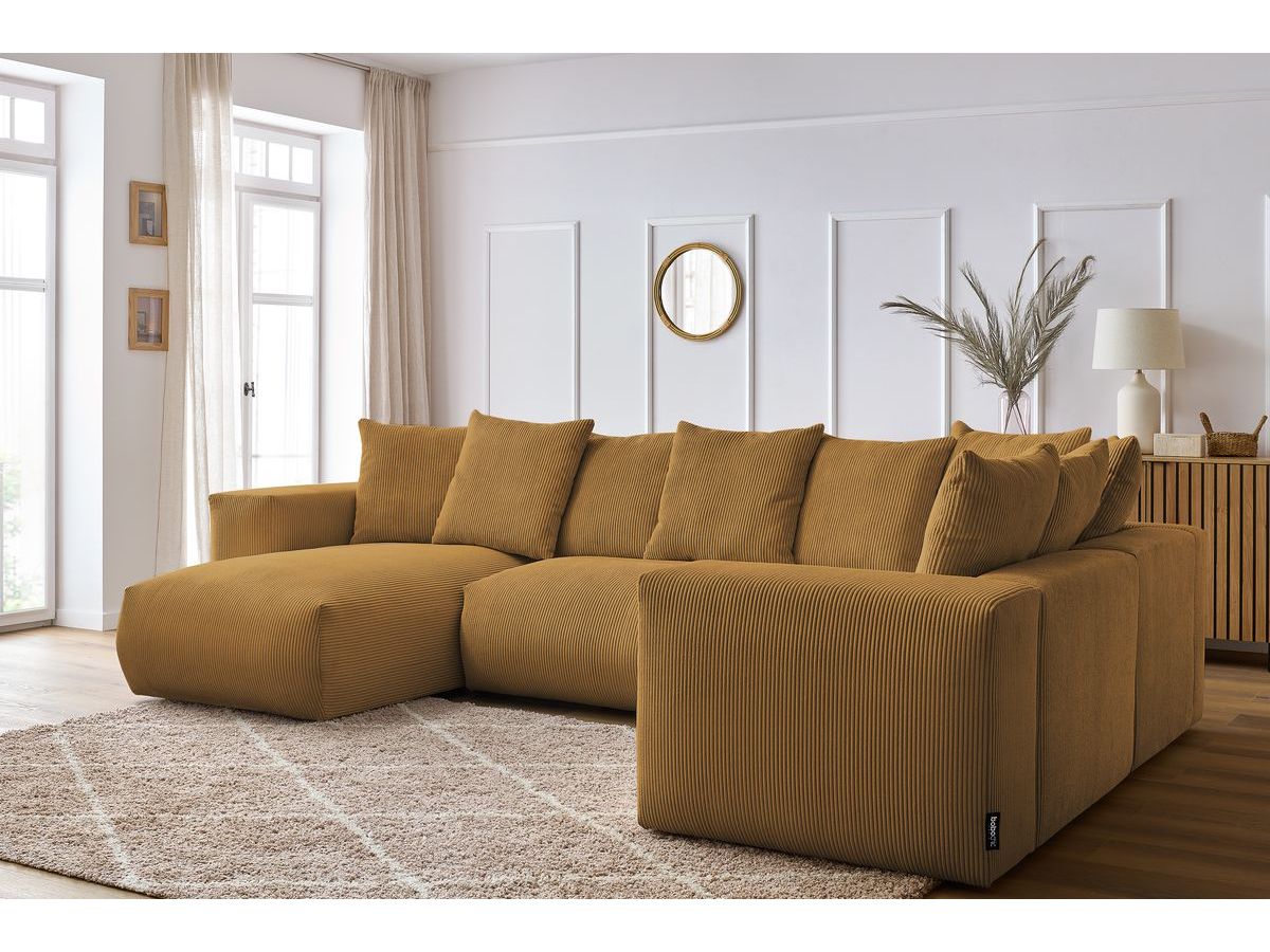 Bobochic Voltaire Wohnlandschaft 356 × 214 cm Cordsamt Gelb Ecke links