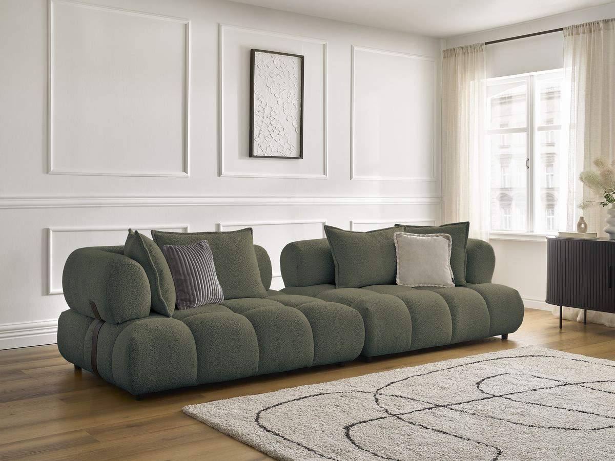 Bobochic Alya Sofa 4-Sitzer Bouclé-Stoff Grün