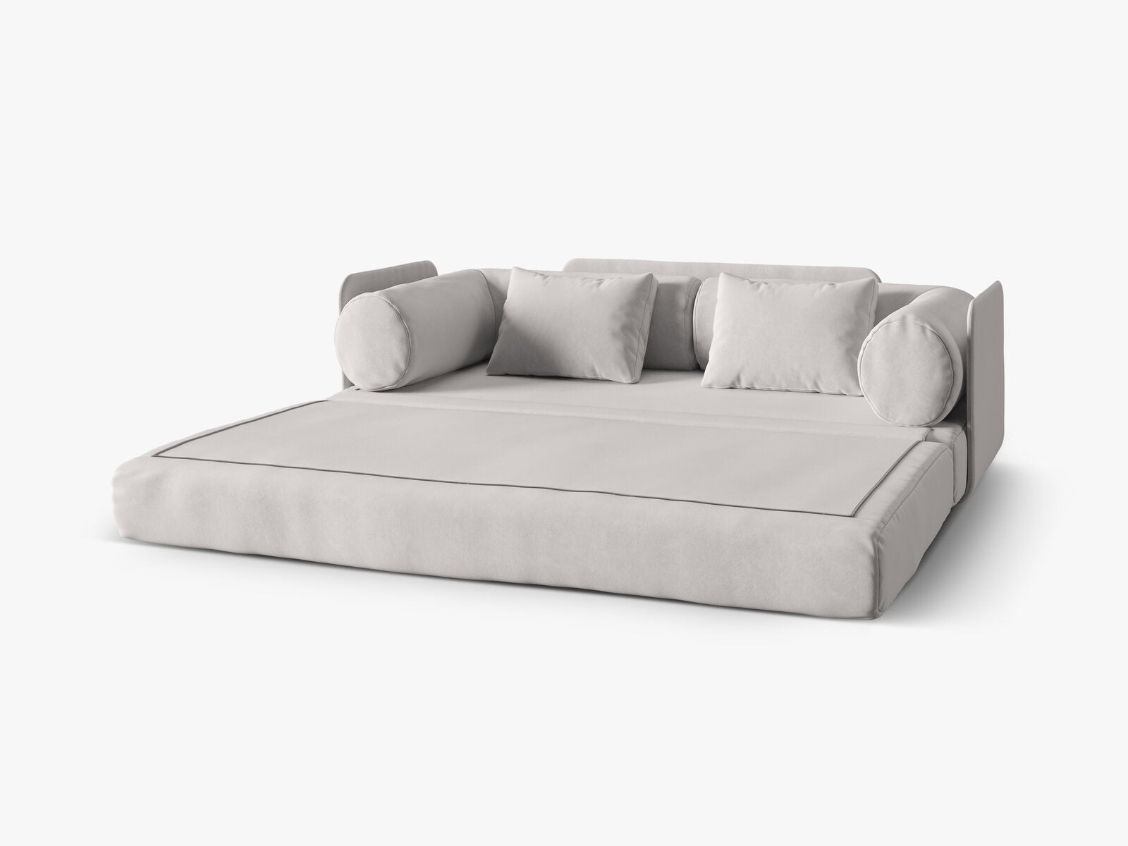 Micadoni Sofa Dreamy 3-Sitzer mit Schlaffunktion Samt Salvador Hellgrau