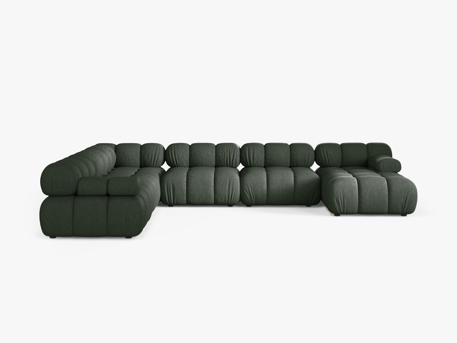 Micadoni Modulares Panorama Ecksofa Bellis 8-Sitzer Links Strukturierter Stoff Liberty Moßgrün