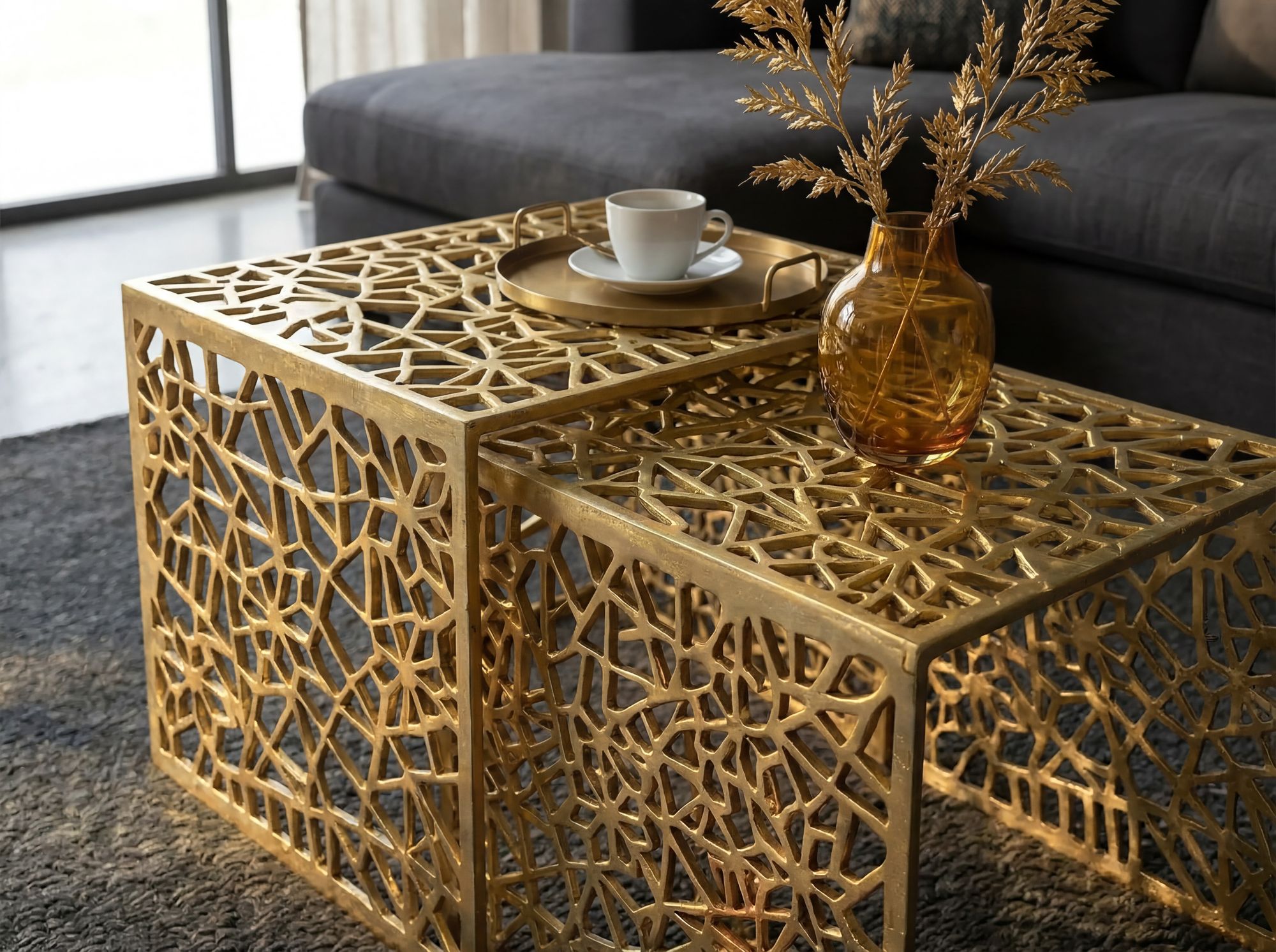 Satztisch 2er-Set Vormedal Aluminium Gold