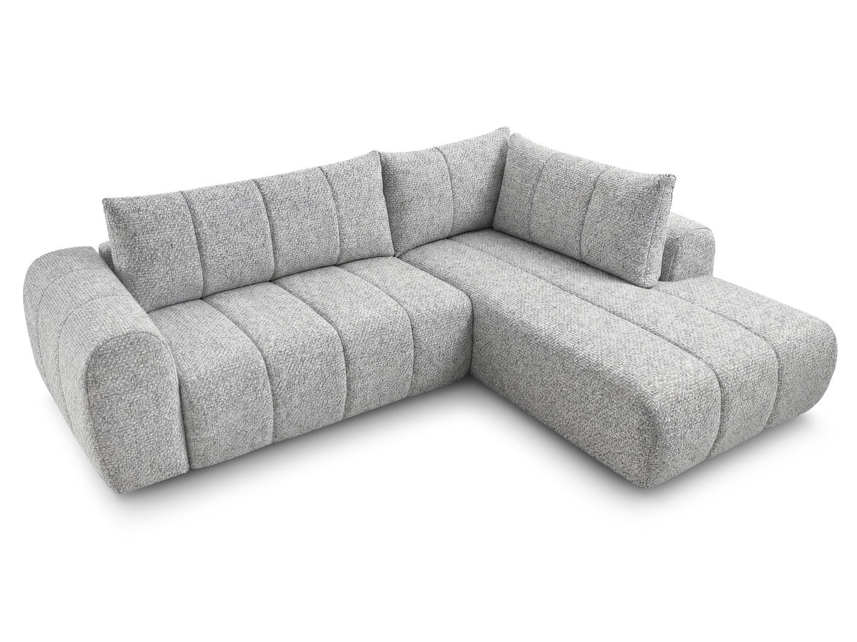 Bobochic Nesty Ecksofa in L-Form, 256 cm Melange-Stoff Hellgrau Ecke rechts
