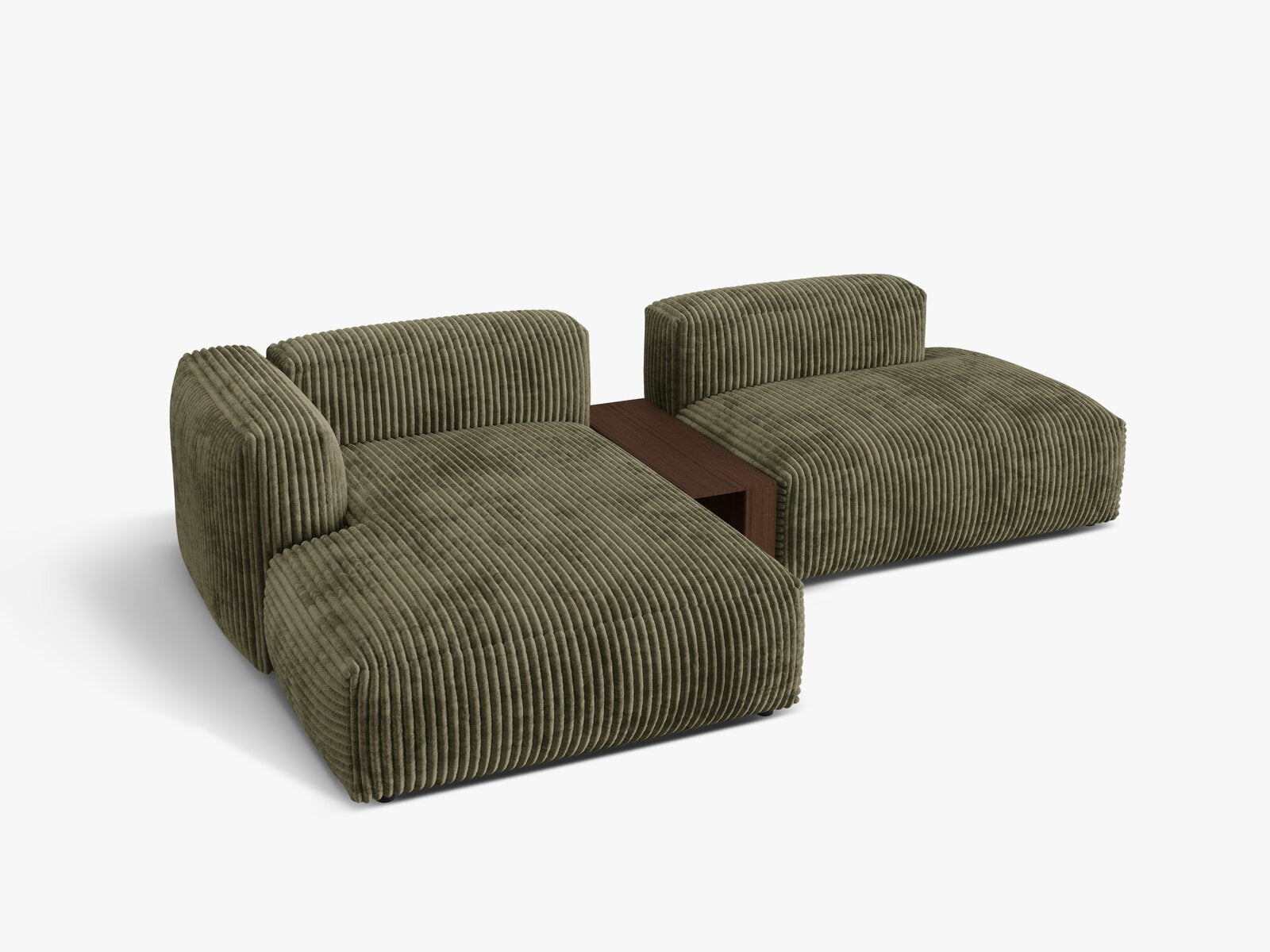 Micadoni Ecksofa Martina 2-Sitzer mit Couchtisch Links Kord Moßgrün