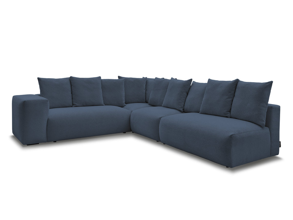 Bobochic Voltaire Ecksofa 322 × 268 cm Melange-Stoff Dunkelblau Ecke links