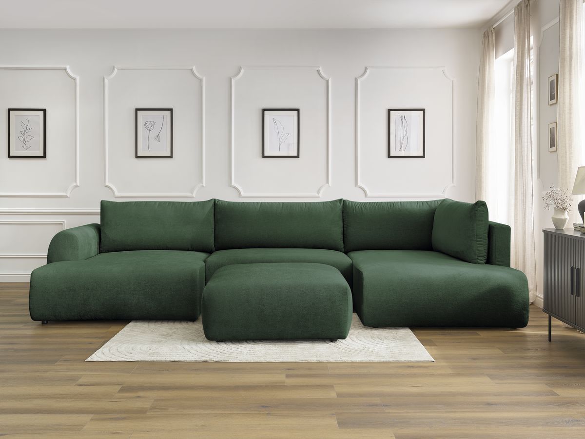 Bobochic Lucien Wohnlandschaft mit Pouf Stoff Grün Ecke links