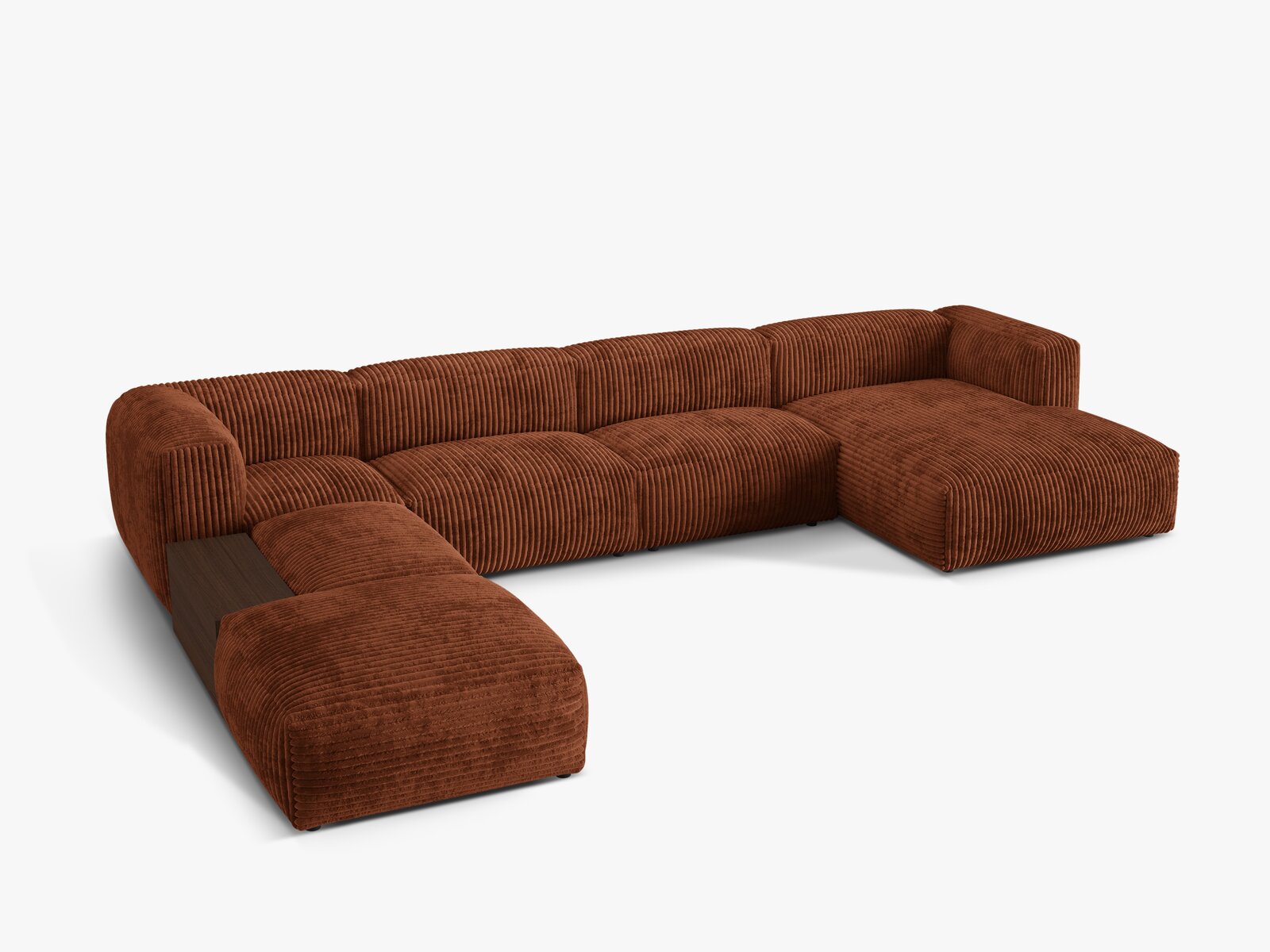 Micadoni Panorama-Ecksofa Martina 5-Sitzer Links Kord Ziegel