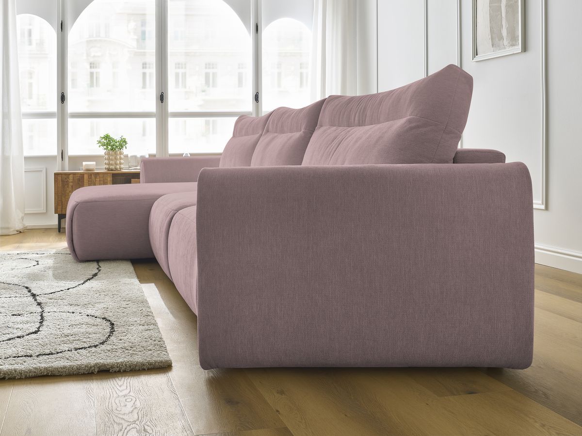 Bobochic Aden Ecksofa 386 × 152 cm Stoff Rosa Ecke links