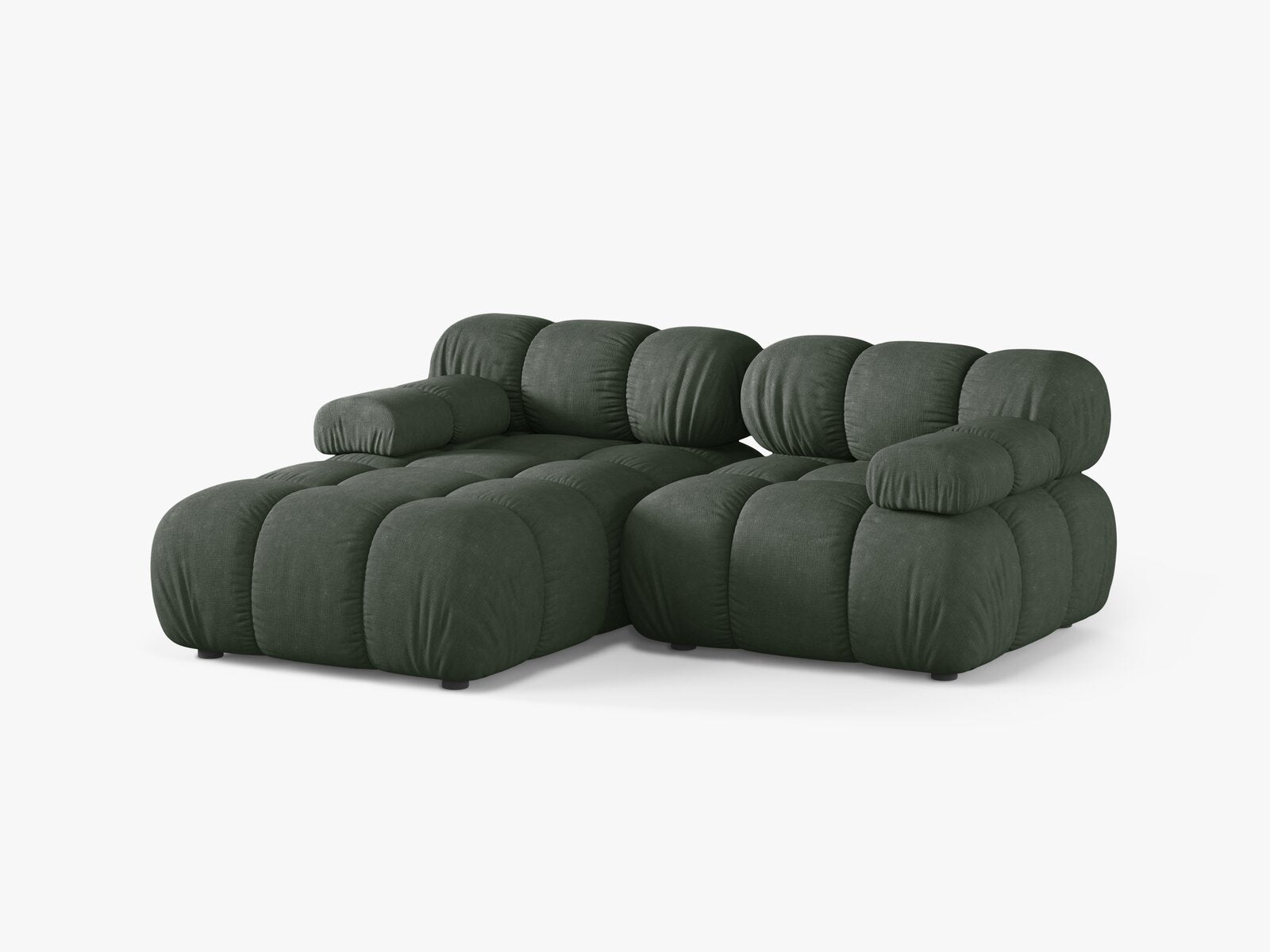 Micadoni Modulares Ecksofa Bellis 3-Sitzer Links Strukturierter Stoff Liberty Moßgrün