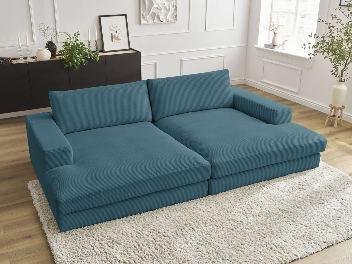 Bobochic Leonard Sofa 4-Sitzer 274 × 159 cm Cordsamt Hellblau