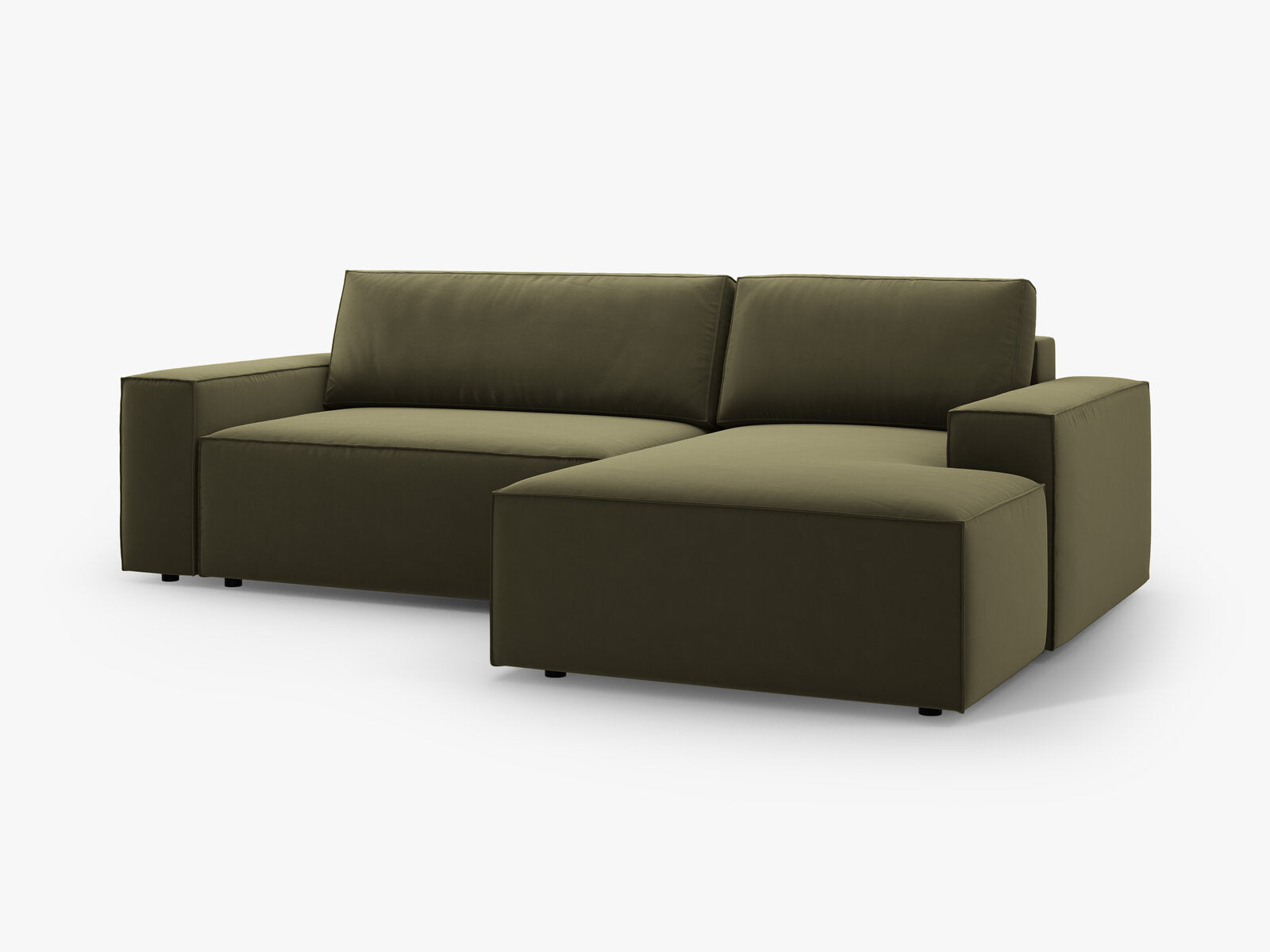 Micadoni Schlaf-Ecksofa Jodie 3-Sitzer Rechts Samt Grün