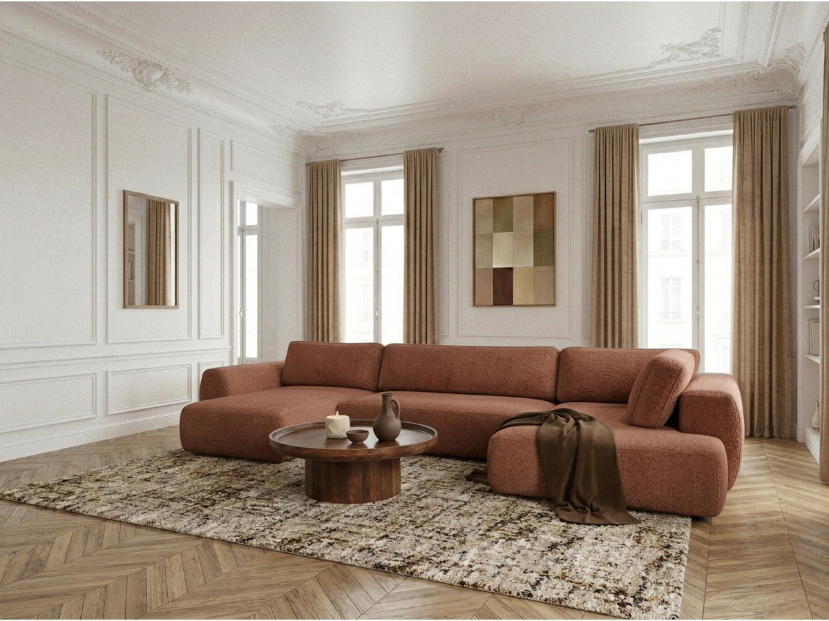 Bobochic Denise Wohnlandschaft Strukturstoff Orange Ecke links