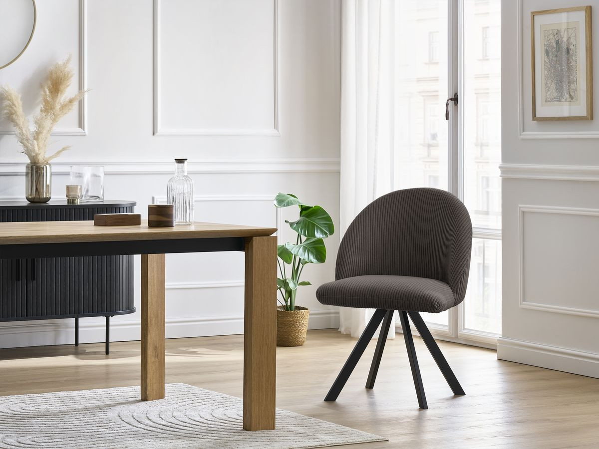 Bobochic Lalie Esszimmerstuhl 2er-Set mit Sternfuß Cordsamt Taupe
