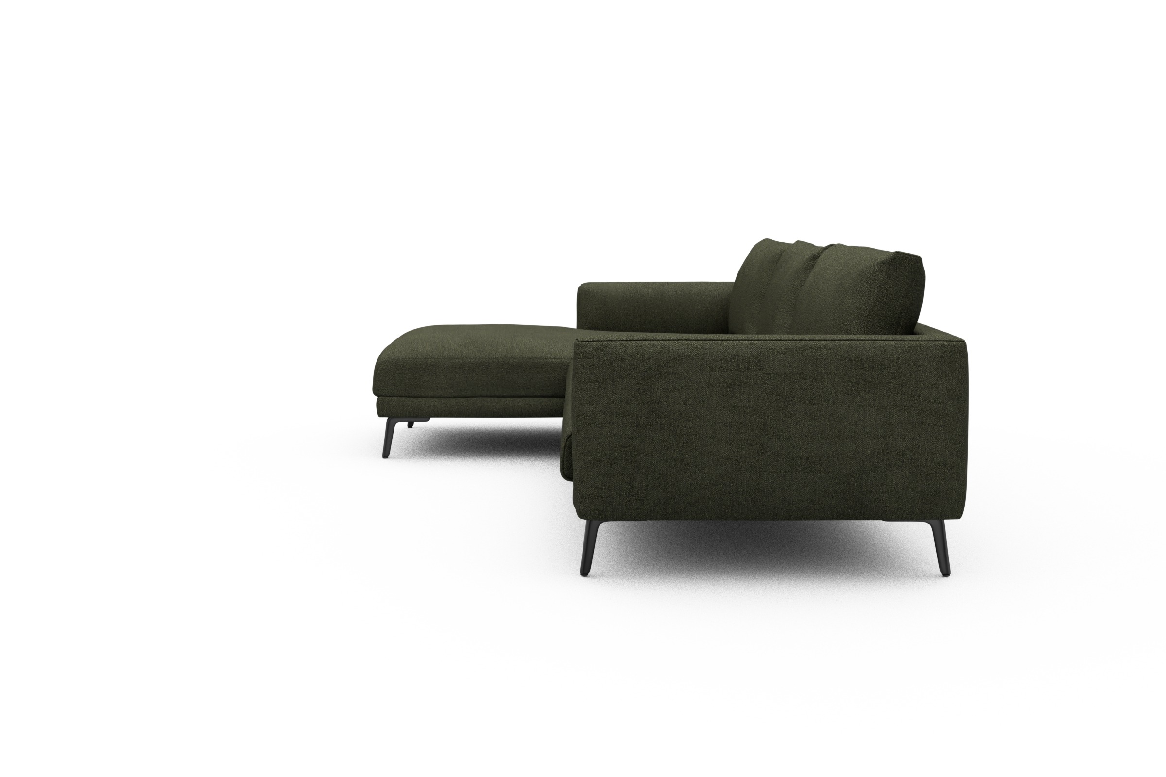 Ecksofa Karl Chaiselongue links mit 2,5-Sitzer Boucle-Forest-Green
