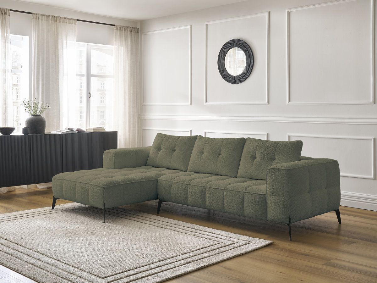 Bobochic Anis Ecksofa Bouclé-Stoff Grün Ecke links
