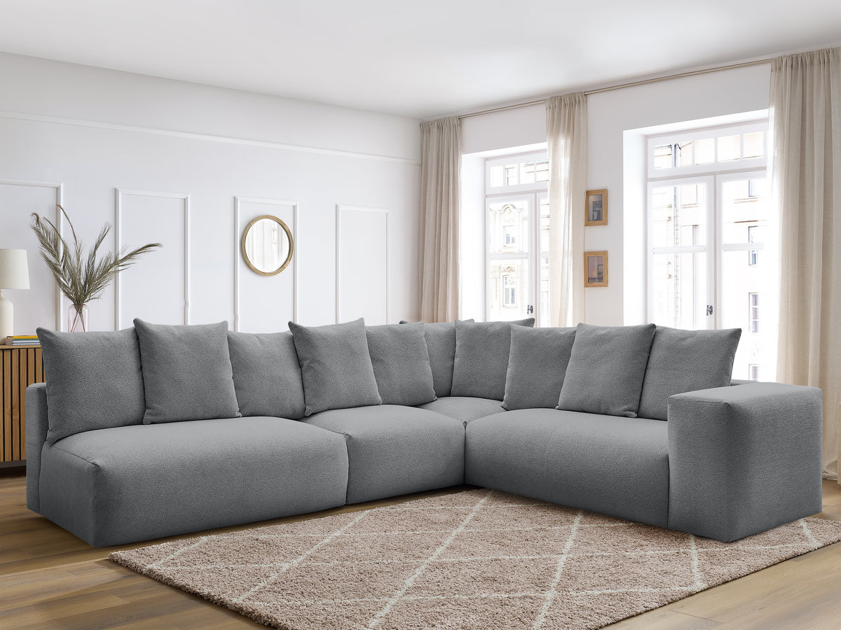 Bobochic Voltaire Ecksofa 322 × 268 cm Melange-Stoff Dunkelgrau Ecke rechts