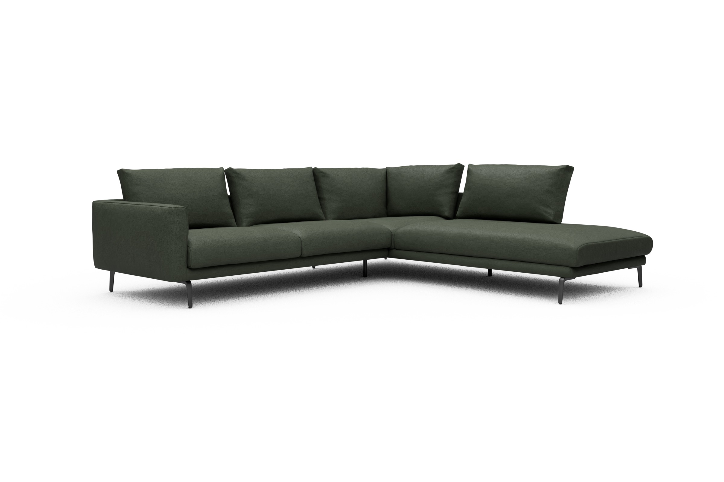 Ecksofa Karl Relax-Ecke rechts mit 2,5-Sitzer Denari-Forest-Green