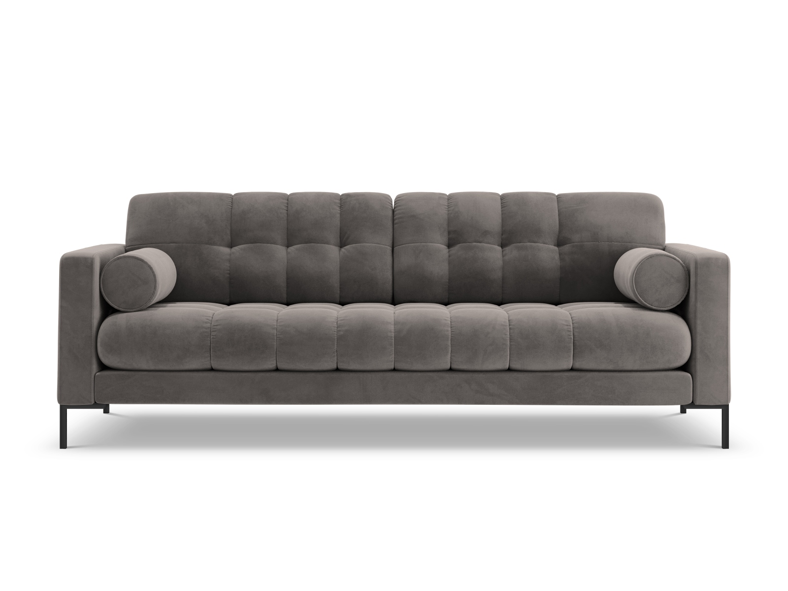 Cosmopolitan Design Sofa Bali 4-Sitzer Samt Bluvel Hellgrau Beine Schwarzes Metall