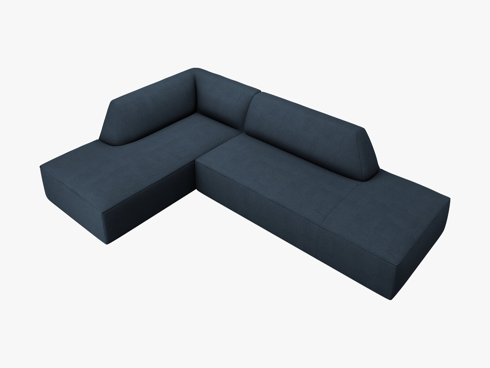 Micadoni Ecksofa Ruby 4-Sitzer Links Strukturierter Stoff Ottawa Marineblau