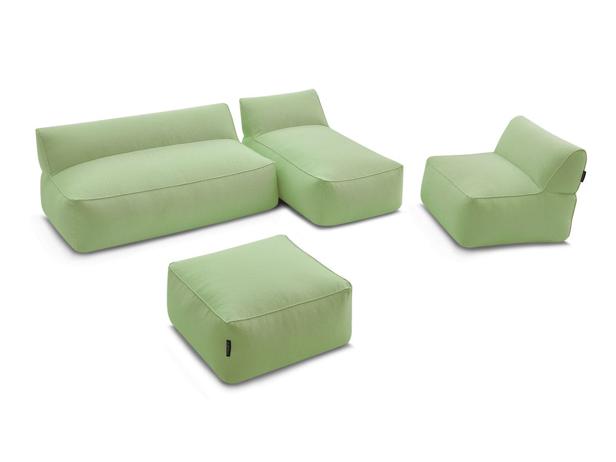 Bobochic Riviera Gartensofa 5-Sitzer mit Pouf Melange-Stoff Grün