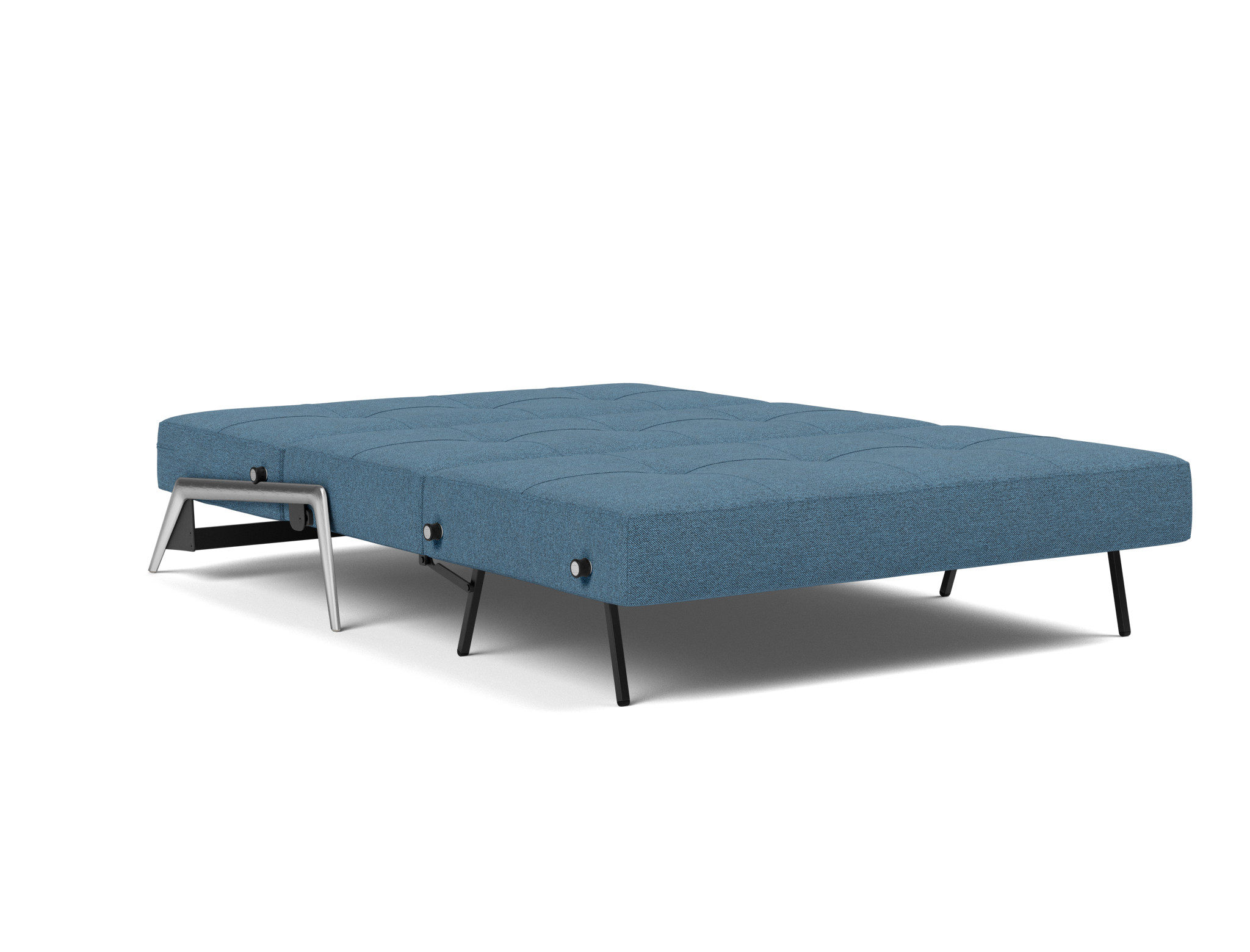 Schlafsofa Cubed 140 Strukturierter Stoff Weda 302-Weda-Blue Beine Aluminium