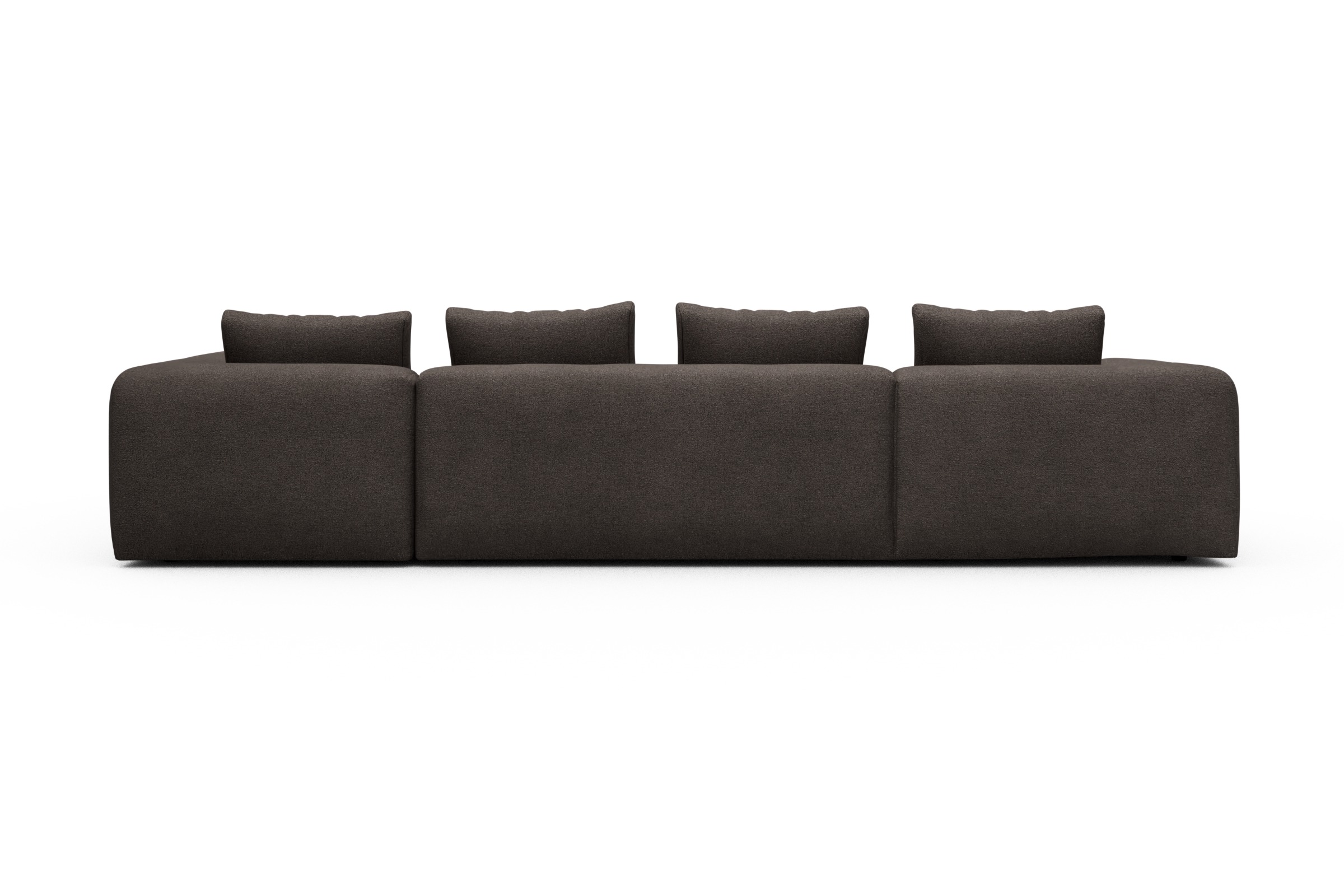 Wohnlandschaft Fred Chaiselongue links mit 2-Sitzer und lange Armlehne rechts Boucle-Taupe