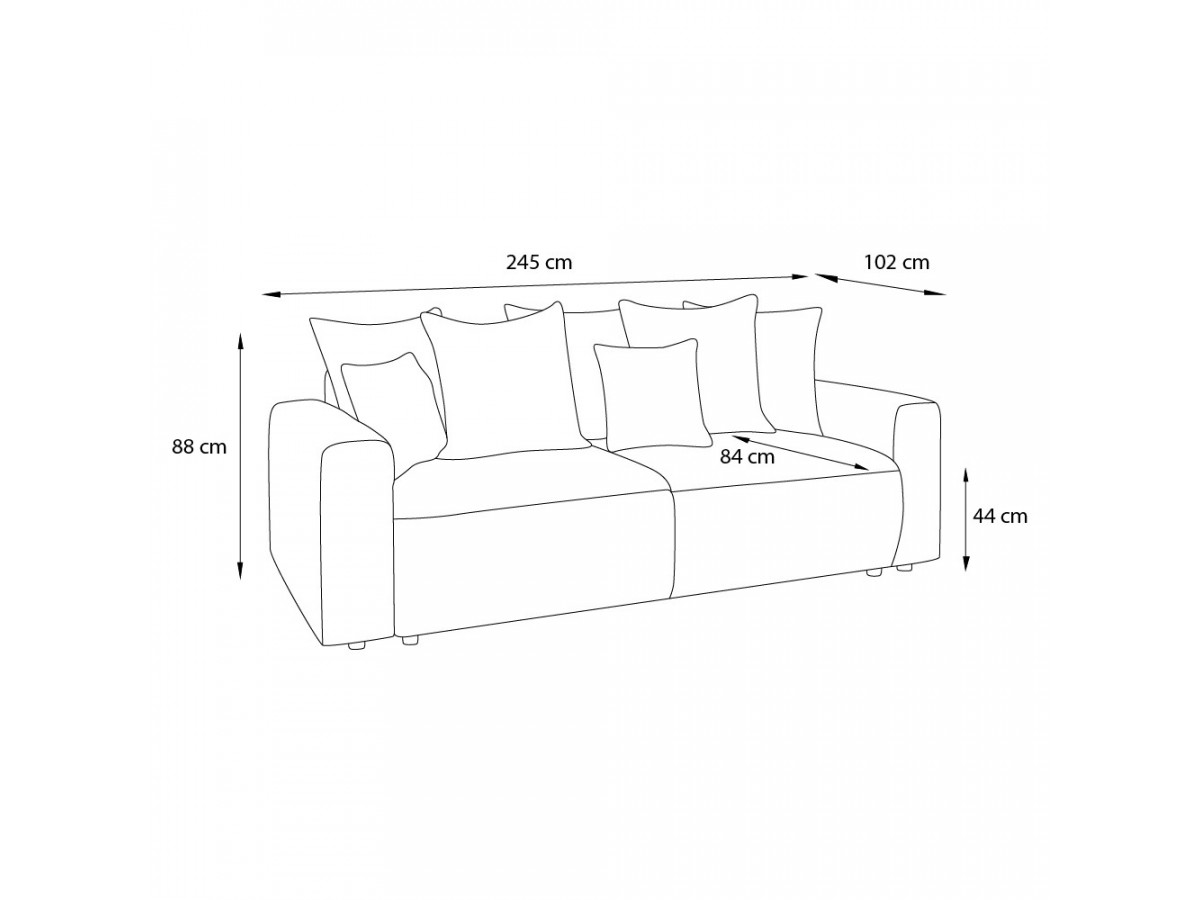 Bobochic Envy Schlafsofa 3-Sitzer mit Bettkasten Bouclé-Stoff Dunkelgrau