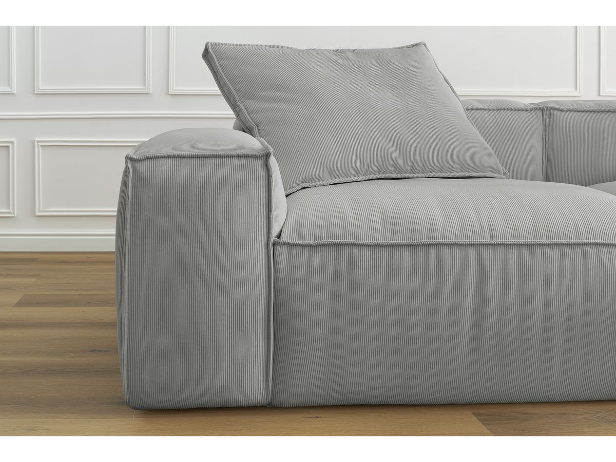 Bobochic Boheme Sofa 3-Sitzer Cordsamt Hellgrau
